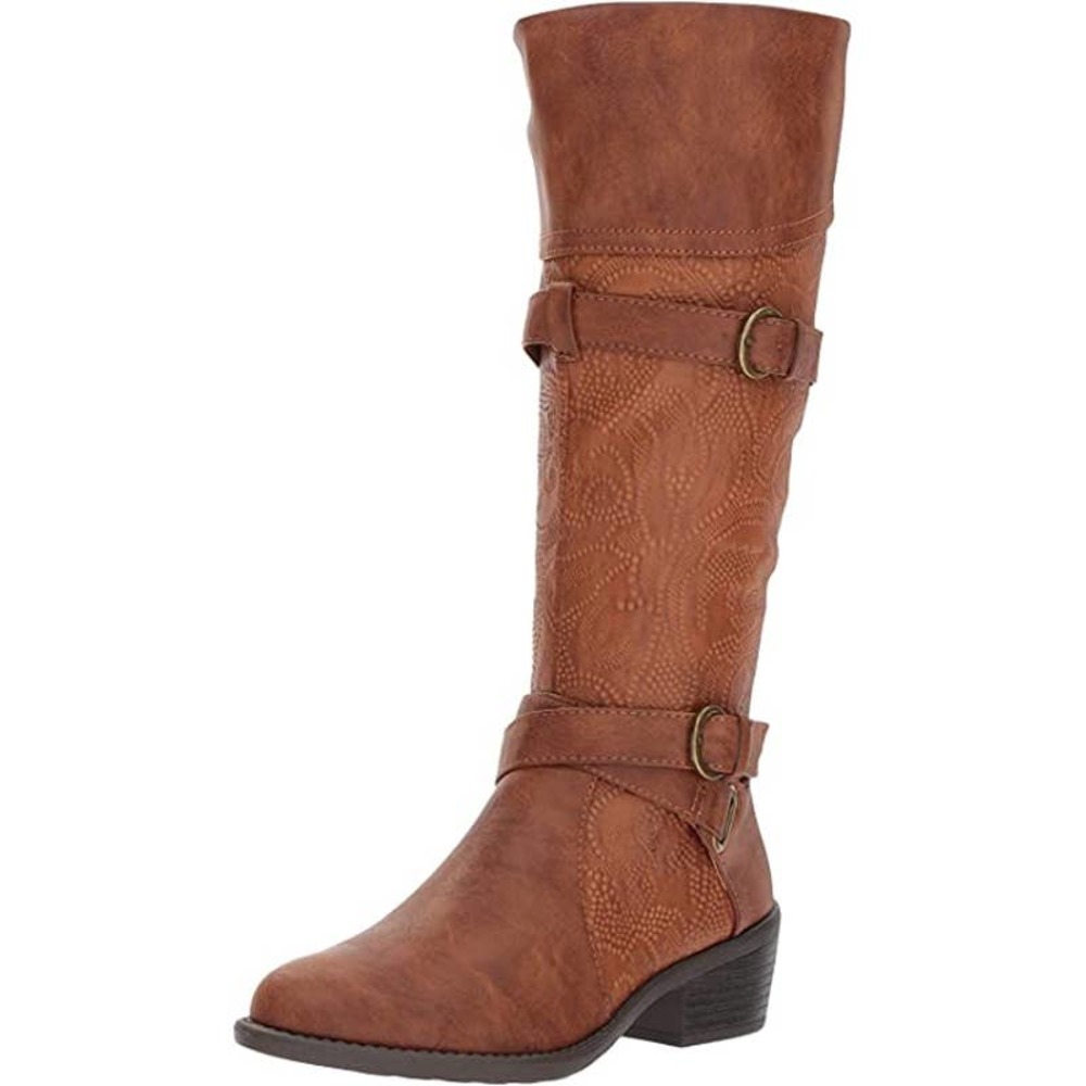 Easy Street Women's Kelsa Harness Boot, tanEmbossed, 10 US